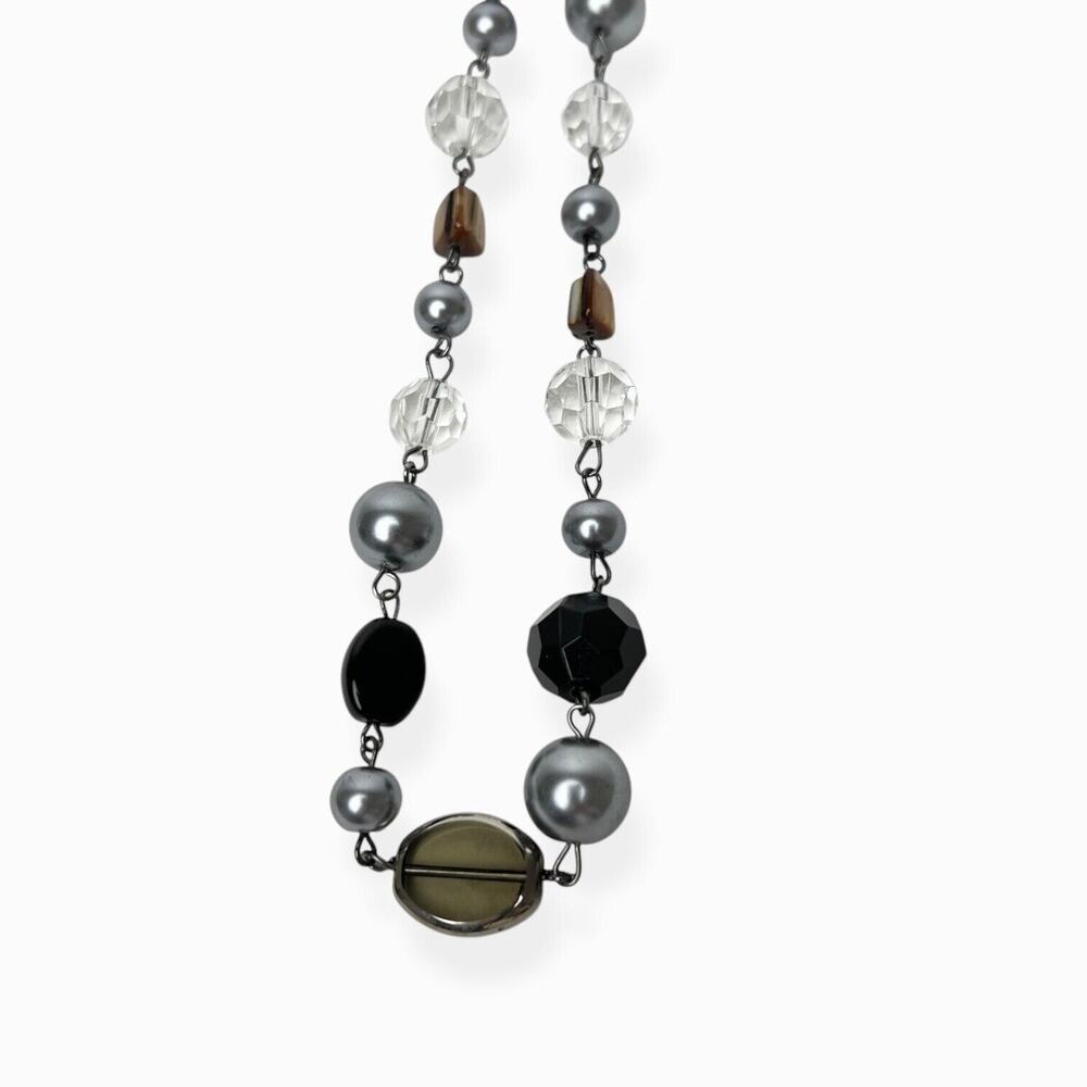 Lot Of 2 Necklaces Silver Black Beads Faceted Smooth Signed Premier Designs WHBM - Picture 7 of 13